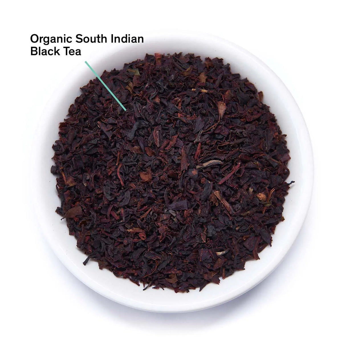 Da LBI Tea Essentials English Breakfast Black Tea, loose leaves with ingredients labeled