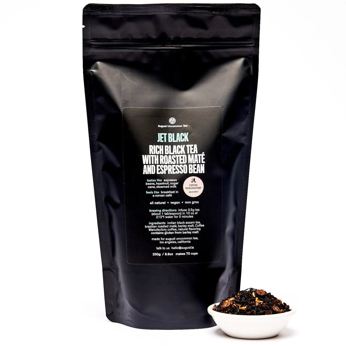 Da LBI Tea Jet Black roasty coffee black tea, 70-cup resealable pouch