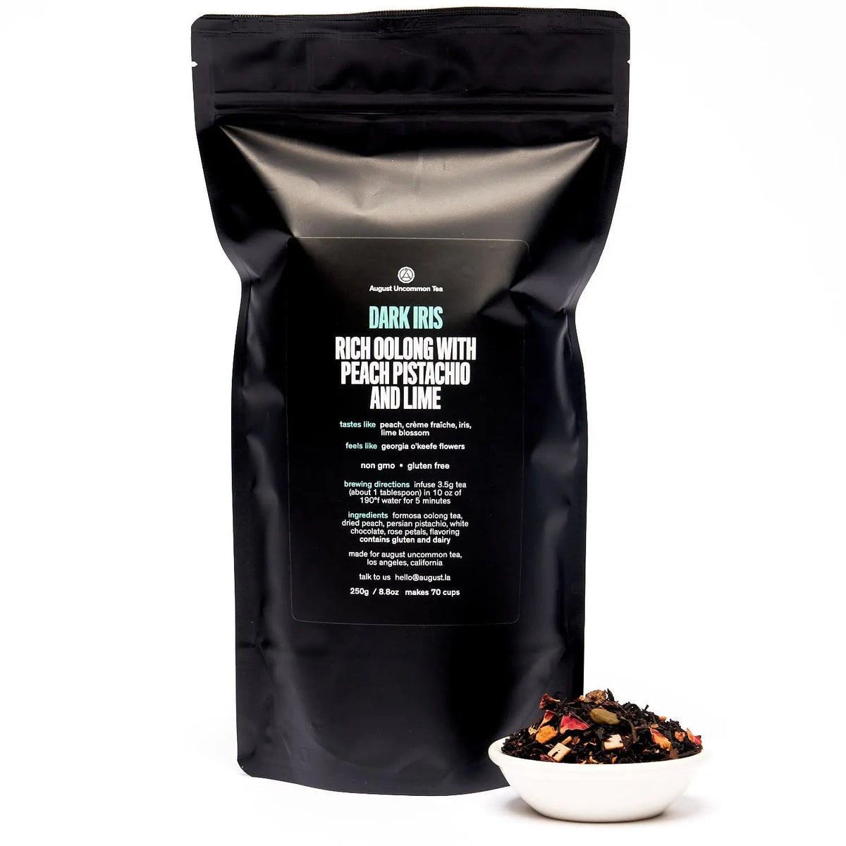 Da LBI Tea Dark Iris peach pistachio oolong tea, 70-cup resealable pouch
