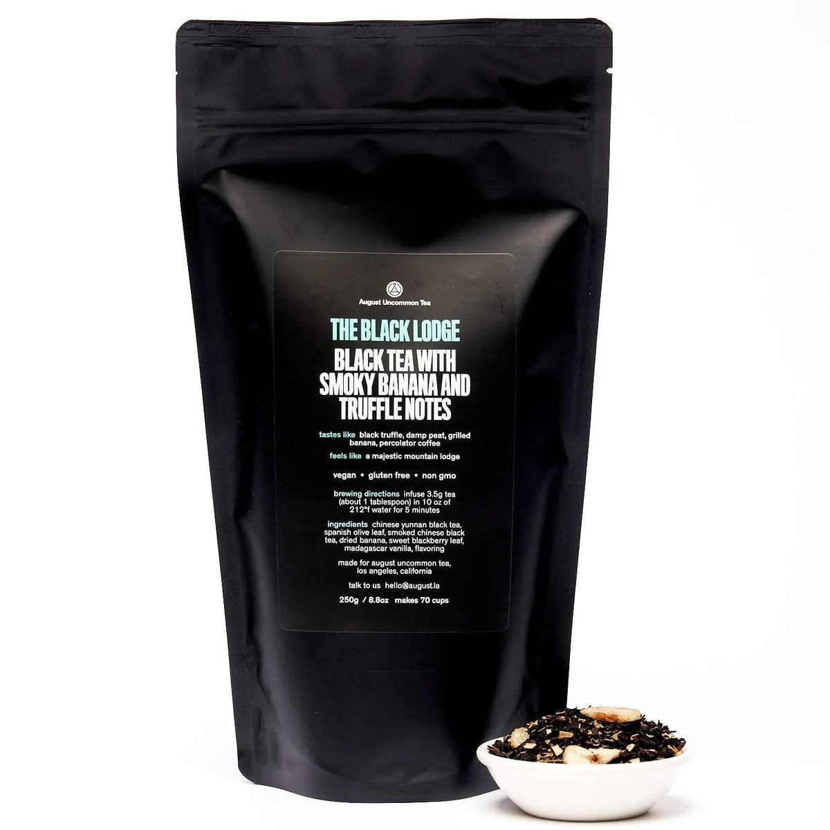 Da LBI Tea The Black Lodge smoky banana black tea, 70-cup resealable pouch