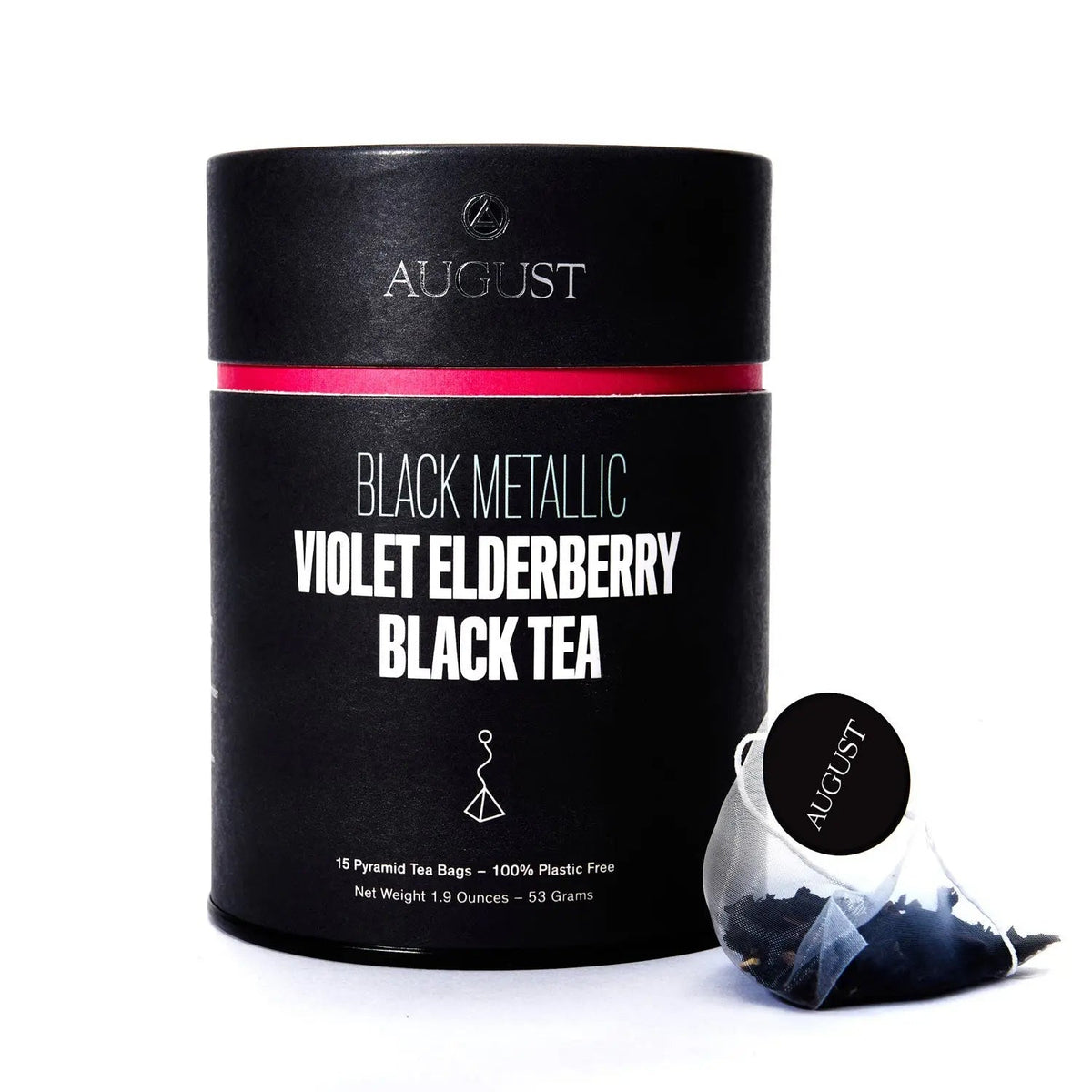 Da LBI Tea Black Metallic violet elderberry black tea, pyramid tea bags with resealable pouch