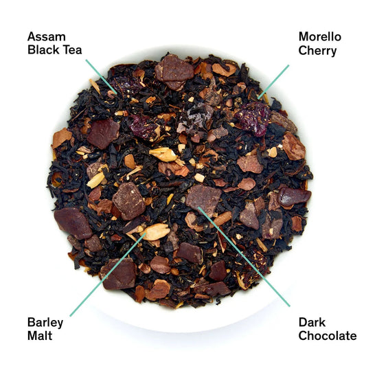 Da LBI Tea Cabaret cherry chocolate black tea, loose leaves with ingredients labeled