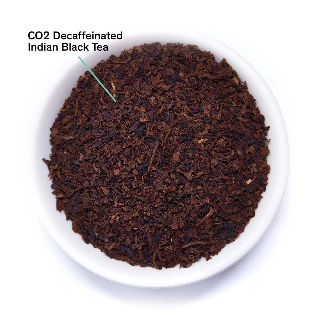 Da LBI Tea Essentials Decaf Black Tea, loose leaves with ingredients labeled
