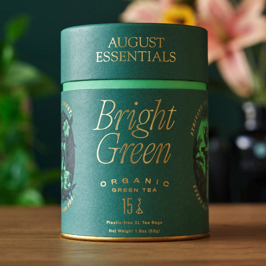 Da LBI Tea Essentials Bright Green Green Tea, pyramid tea bags with resealable pouch