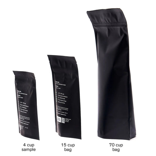 Da LBI Tea The Library malty black tea, pouch and tin sizes side by side
