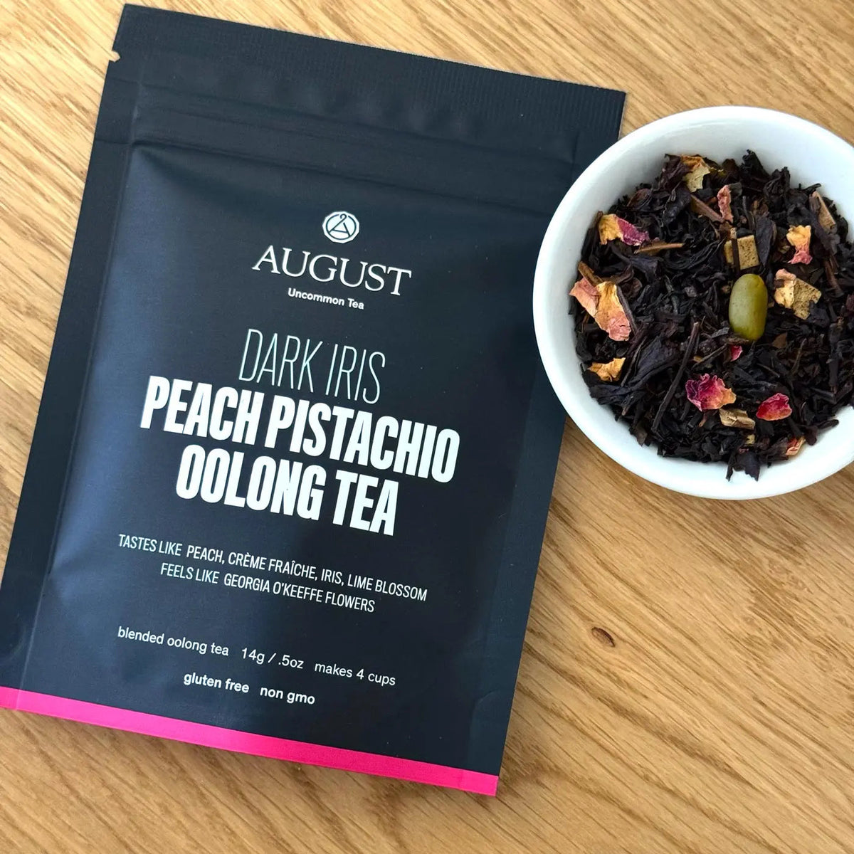 Da LBI Tea Dark Iris peach pistachio oolong tea, 4-cup sample pack
