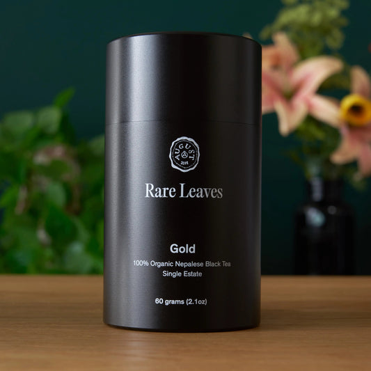 Da LBI Tea Rare Leaves Gold single estate nepalese black tea, tin, front view